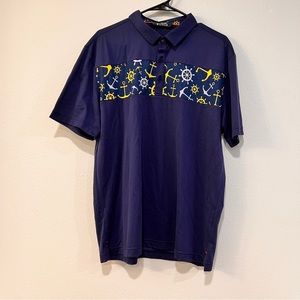 2UNDR Men’s Nautical Themed Blue Golf Polo Size L